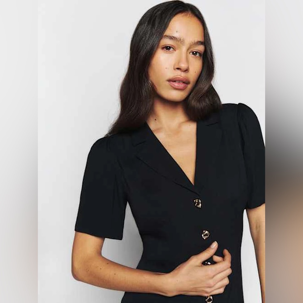 Elegant Black Button-Up Dress